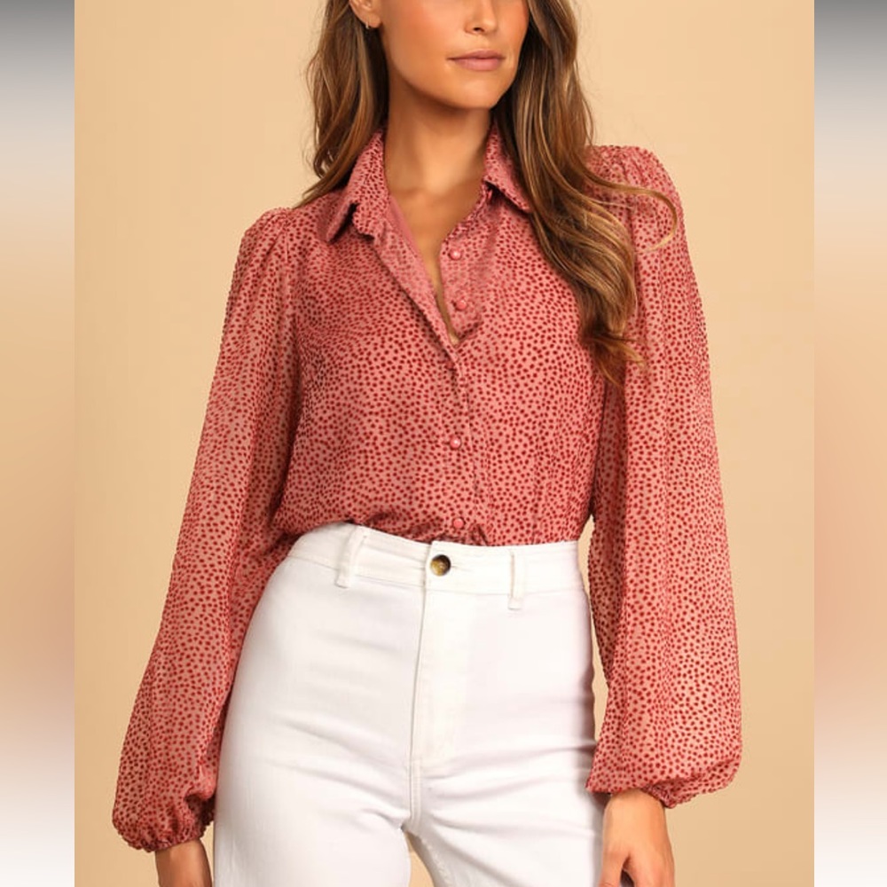 Lulu’s Pink Sheer Polka Dot Size: Medium